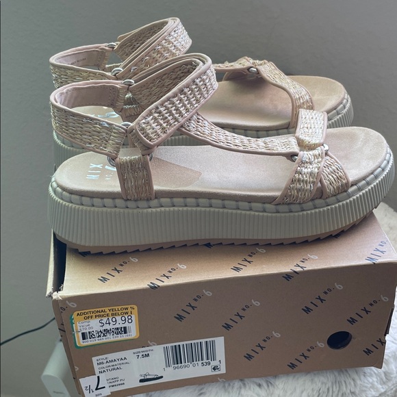 Mix No. 6 Natural Woven Platform Sandals - Picture 1 of 6